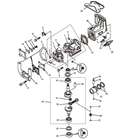 Цилиндр и картер SEA-PRO T 2.5 (Manual)