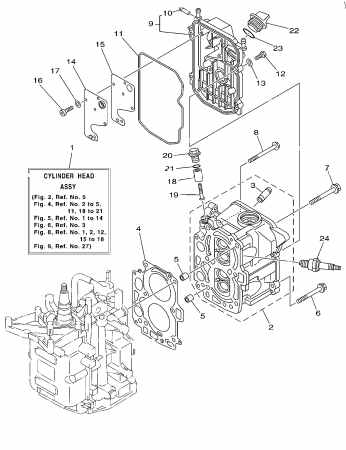 Головка блока цилиндров YAMAHA 9.9 л/с, F9.9F (2010)